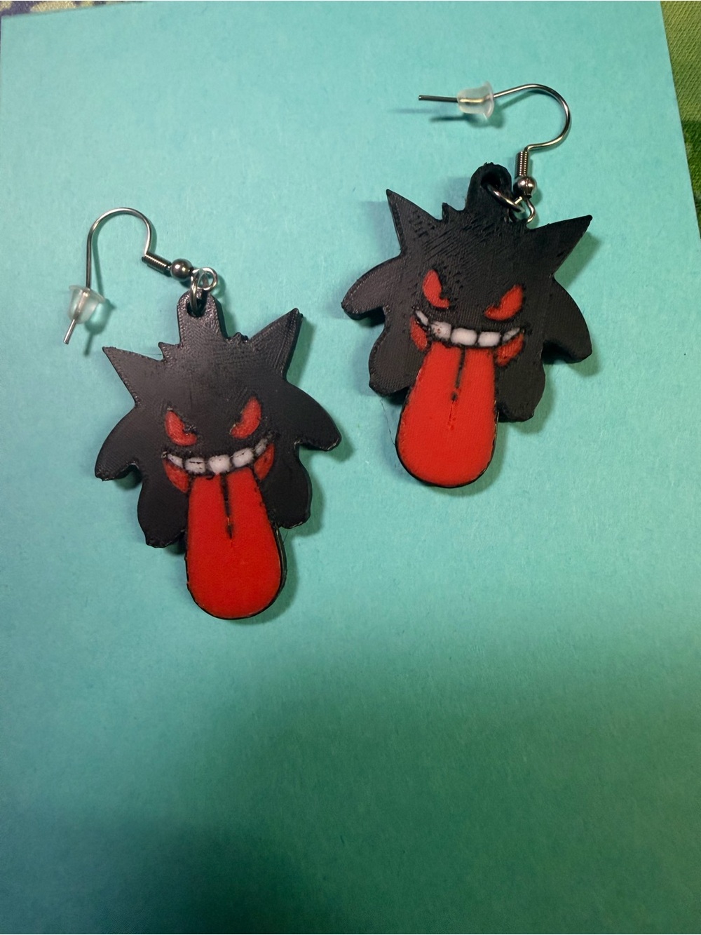 Gengar Black & Red Character Dangle Earrings Handmade NEW